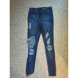 Fashion Nova Siza 9 W 28 Womens dark blue, ripped skinny jeans